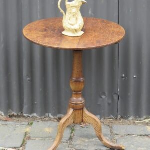 18th Century English Country Oak Tilt Top Wine Table - AA2125