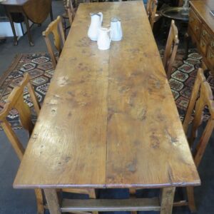 A Rare 18th Century French, Solid Figured and Burred Elm Refectory/Farmhouse Table