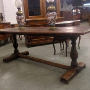 Late 19th Century French oak and beech trestle/dining table - CRF750
