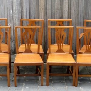 A well made set of English country Hepplewhite style fruitwood dining chairs including 2 carvers - CKS500