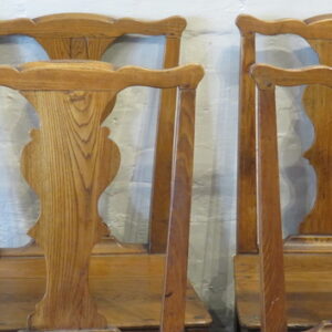 Set of Six 18th Century English Ash Country chippendale dining chairs.
