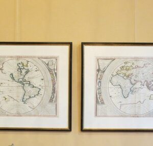 Two hemisphere world maps by Coronelli 1691 - CGW134490-1