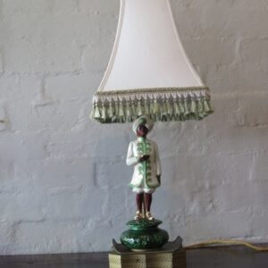 20th Century French ceramic Indian servant lamps