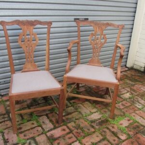 Set of ten 20th Century faded mahogany Chippendale style dining chairs including two carvers - AA1611-30