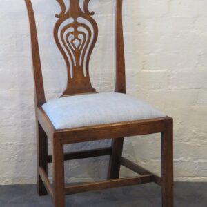 Rare Set of Six 18th Century English Elm and Oak Country Chippendale Dining Chairs