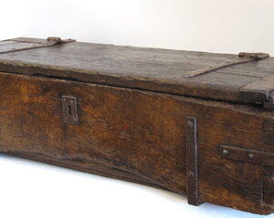 A 17th Century English oak iron strapped gun casket - AA1665