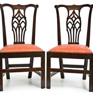 A magnificent pair of 18th Century English Country Chippendale 'Bog Oak' occasional chairs - AA1441