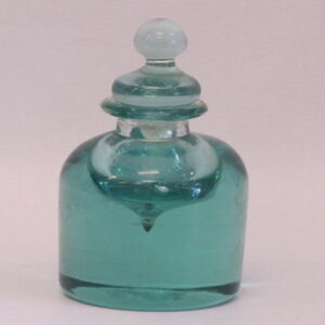 A rare 19th Century green glass dump style inkwell