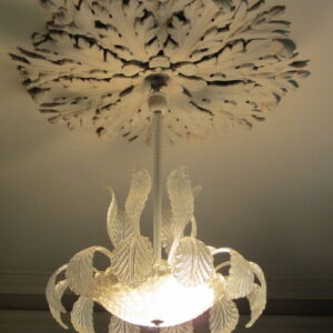 An exceptional first half 20th Century Art Deco Italian Murano glass flowing leaf chandelier - CDR756