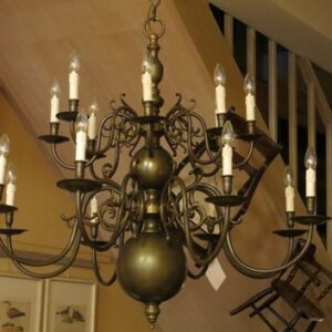 An early 20th Century Flemish bronze two tiered chandelier of large proportions - AA1888