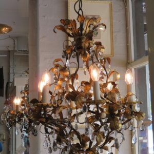A decorative 19th Century Italian gilt flowing leaf and floral chandelier