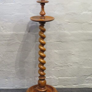 19th Century Italian figured walnut torchere on barley twist support.