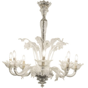 A Supurb Murano Clear Glass Eight branch Chandelier AA2086