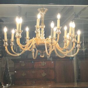 A delightful Venetian Mid C20th Murano Champagne Glass 18 branch Chandelier AA2087