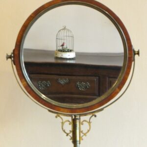 Early 19th Century English Regency rosewood pole makeup/shaving mirror - AA1949