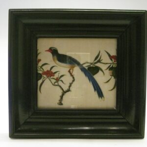 A 19th Century Chinese export framed painting of a bird on rice paper
