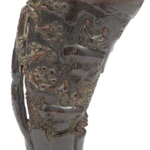 17th Century Chinese well carved buffalo horn libation cups - Quing Dynasty