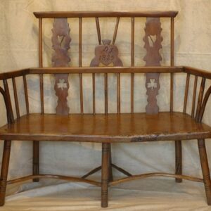A rare early 19th Century Irish yew and chestnut Windsor wedding settle - JB-AA20061