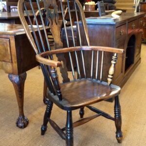 First half 19th Century English ash and fruitwood Windsor armchair -