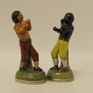 A pair of fakes in 19th Century Staffordshire style, boxing figures Tom Cribb & Tom Molyneux