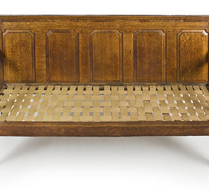 18th Century English oak and mahogany cross banded settle - AA-EX1234