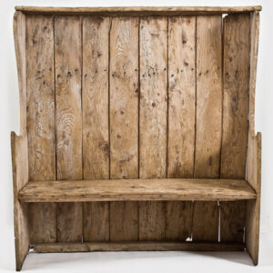 An Early 19th Century Rustic English Elm Bowed High Settle - UK1109
