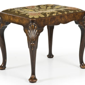 Early 20th Century English walnut Queen Ann revival stool - CAG500