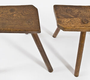 A Matched Pair Of Late 19th Century English Ash Primitive Stools - UK1165