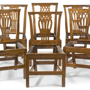 Six late 18th Century English Country Hepplewhite fruitwood & oak dining chairs - UK1469