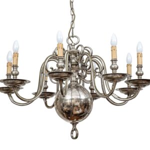 Nickel Plated Bronze Single-tier Electrolier of Bold Proportions.