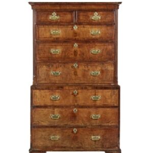 An early 18th Century English country figured walnut chest on chest - UK1905