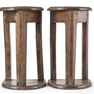 A rare pair of mid 17th Century french walnut and oak 'tabourets de chanters' (cantor's stools) - CHD801