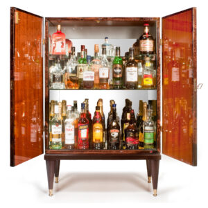 Aldo Tura Rare mid-20th Century Italian Veneered - Goat Hide - Cocktail Cabinet/Bar AA1937