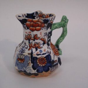 Small 19th Century Masons jug with green twig handle