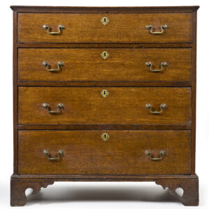 George III Country oak chest of four long drawers - AA1556