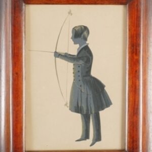 19th Century Silhouette Of A Finely Clothed Boy With Bow And Arrow