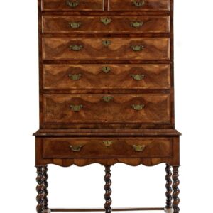 An exquisite 19th Century in 18th Century style English figured walnut chest on stand - UK1822