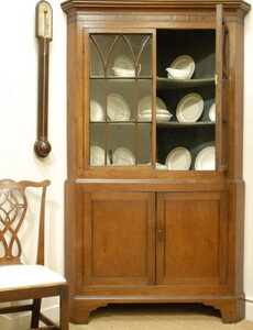 George III country oak standing corner cabinet - AA0934