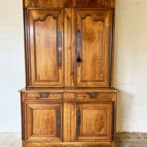 A Beautifully Faded 18th Century French Fruitwood Louis XV Buffet a Deux Corps