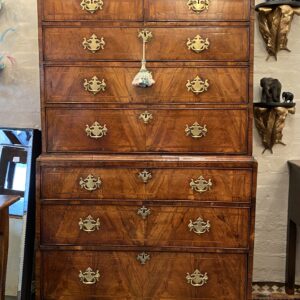 A stunning second half 18th Century English walnut and oak Country chest on chest