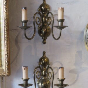 Pair of Early 20th Century Flemish Style Electrified Wall Sconces