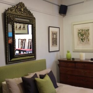 Queen size green linen bedhead