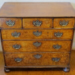First half 18th Century English burr elm, oak and ash chest of drawers - AA1767