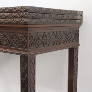 A rare 18th Century English mahogany Chippendale carved triple tier games table