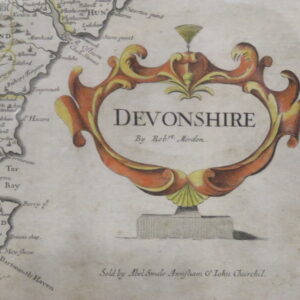 A Framed 17th Century Map of Devonshire by Robert Morden 1695