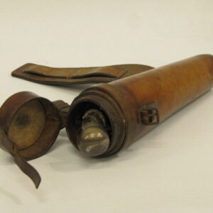 19th Century English spirit flask with original leather holster