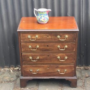 Late Georgian English Faded Figured Mahogany Miniature Chest/Bedside Table.