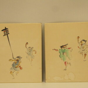 A pair of 20th Century Japanese watercolours on cardboard