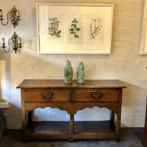 Very Unusual 18th Century English Country Oak and Elm Low Dresser of Diminutive Proportions