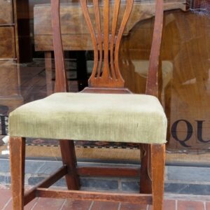 One of a pair of 18th Century English country Hepplewhite fruitwood and elm side chairs